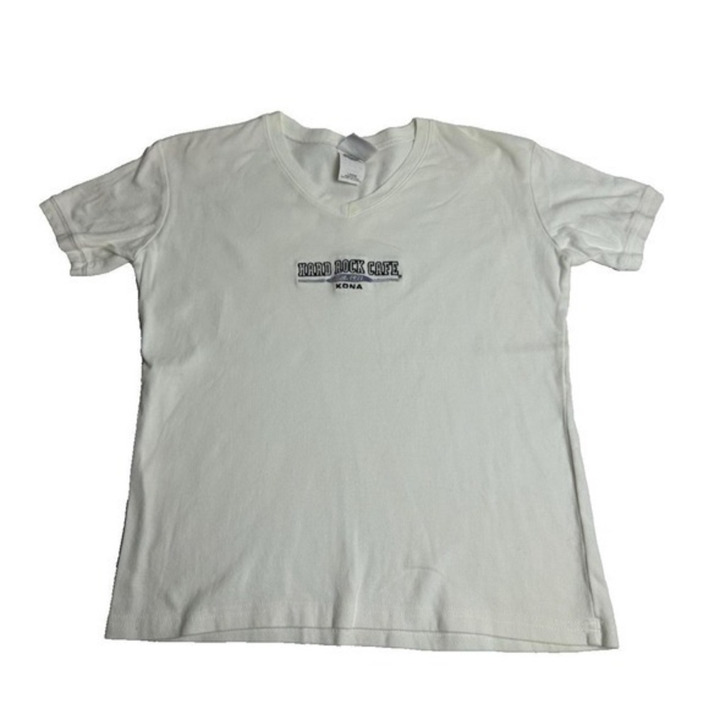 Hard Rock Cafe KONA HAWAII Y2K 90s Tee T-SHIRT Womens Cotton V Neck LARGE KC‎